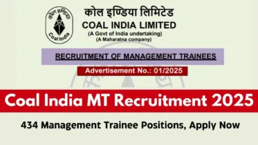 Coal India Limited ભરતી 2025: કુલ જગ્યા 434