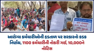 આરોગ્ય કર્મચારીઓની હડતાળ પર સરકારનો કડક નિર્ણય: 1100 કર્મચારીની નોકરી ગઈ, 10,000ને નોટિસ