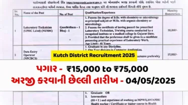 Kutch District Recruitment 2025: Apply Online for NHM Laboratory Technician, Staff Nurse, CHO and More