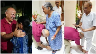 જેલમાંથી છૂટ્યા પછી મનીષ સિસોદિયા CM અરવિંદ કેજરીવાલના ઘરે પહોંચ્યા, માતા-પિતાનો આશીર્વાદ લીધો; સુનિતા થઈ ભાવુક